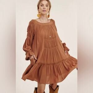 Free People Peach See Ya There Oversized Mini Dress Sz.L